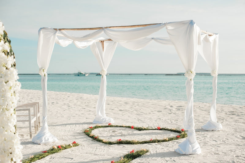 wedding setting on a beach to highlight planning a wedding abroad 