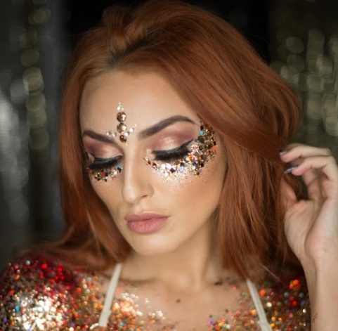 woman wearing glitter makeup 